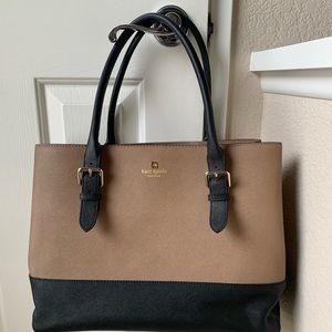 Kate Spade Oversized Two-Tone Tote | Travel Bag | Faux Leather | Neutral Bag